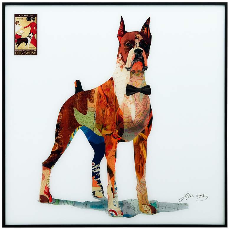 Image 2 The Boxer 24" Square Framed Printed Art Glass Wall Art