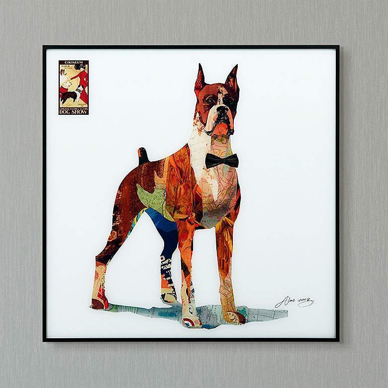 Image 1 The Boxer 24" Square Framed Printed Art Glass Wall Art