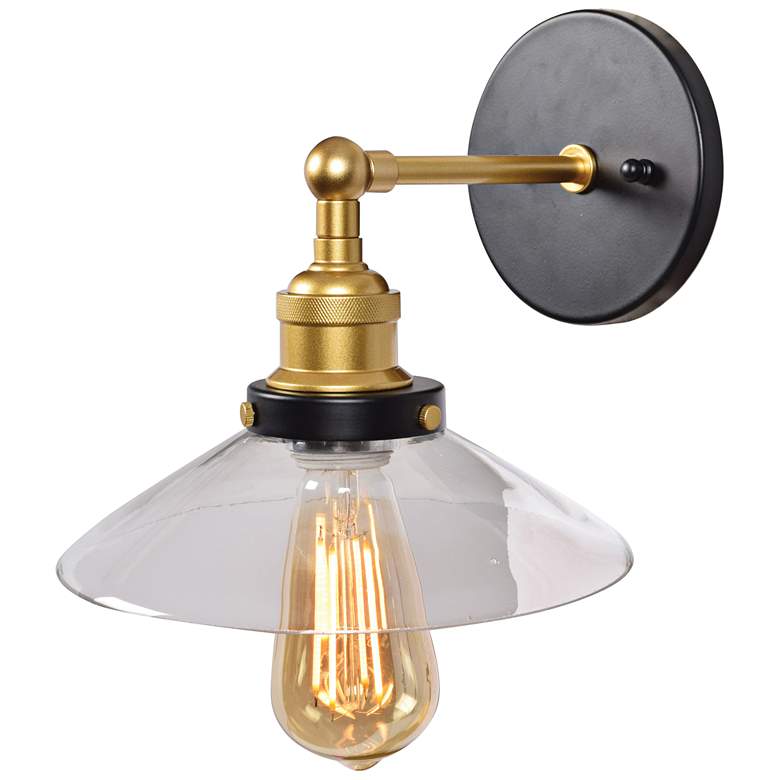 Image 1 The District 8 1/2" High Black and Gold LED Wall Sconce