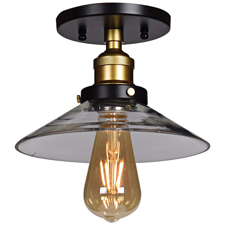 Image 1 The District 8 1/2 inch Wide Black and Gold LED Ceiling Light
