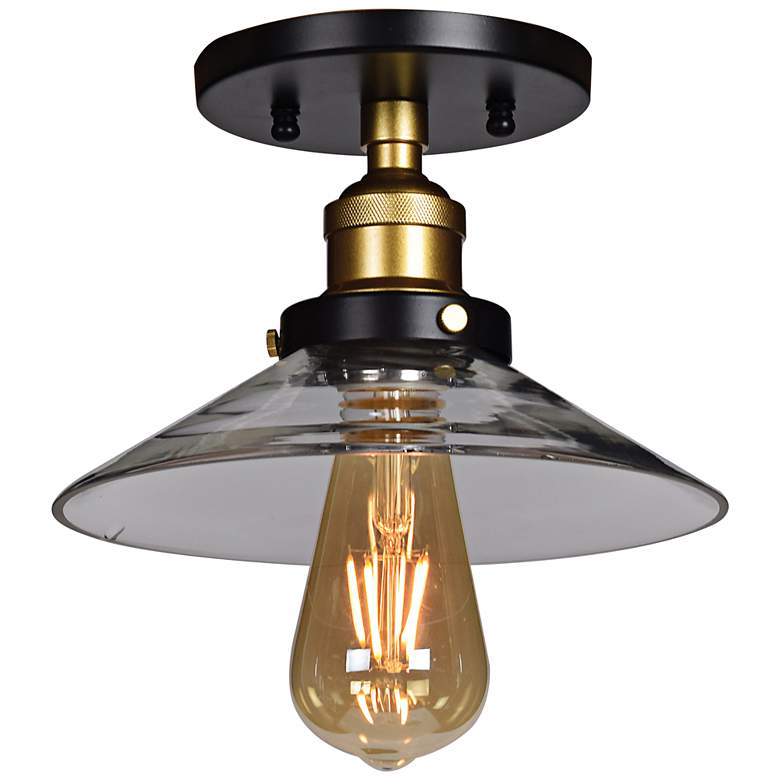 Image 1 The District 8 1/2" Wide Black and Gold LED Ceiling Light