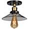 The District 8 1/2" Wide Black and Gold LED Ceiling Light