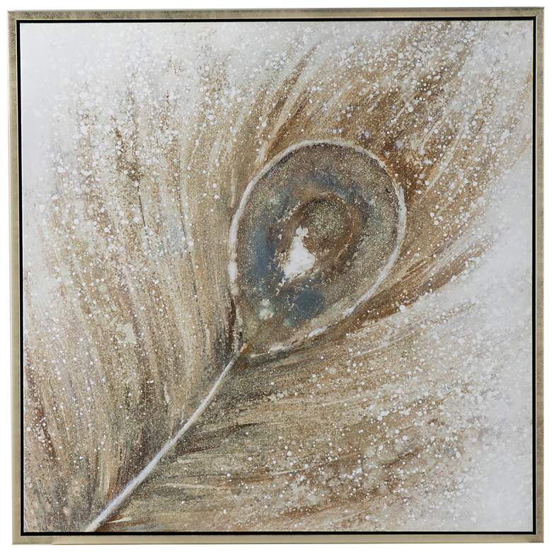 Image 1 The Eye of the Peacock 40" Square Framed Canvas Wall Art