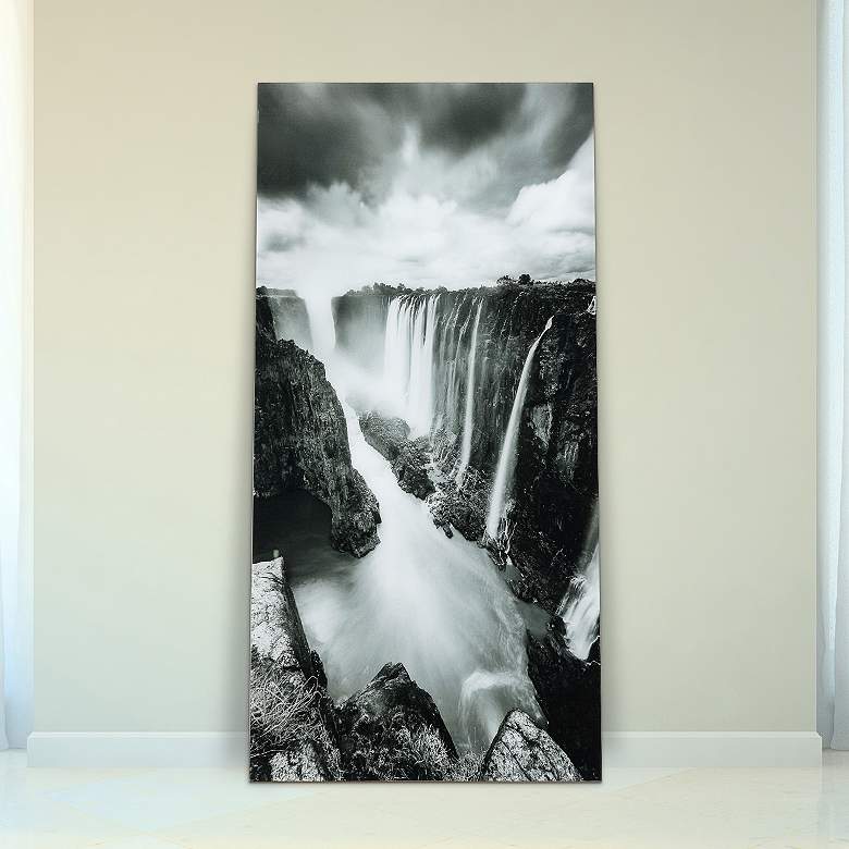 Image 2 The Falls 72 inch High Free Floating Tempered Art Glass Wall Art