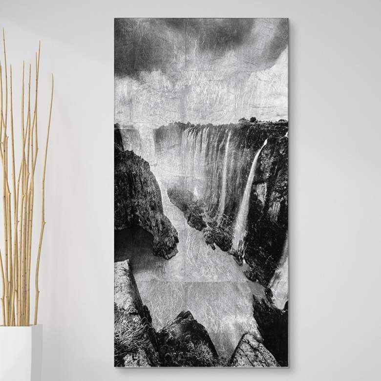 Image 1 The Falls Reverse Printed Tempered Glass with Silver Leaf Wall Art
