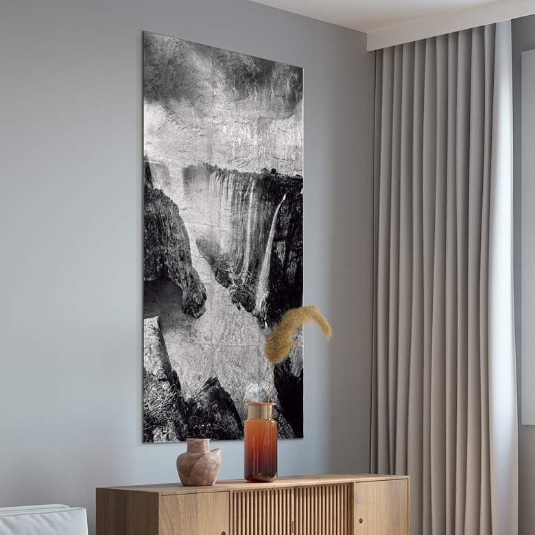 Image 5 The Falls Reverse Printed Tempered Glass with Silver Leaf Wall Art more views