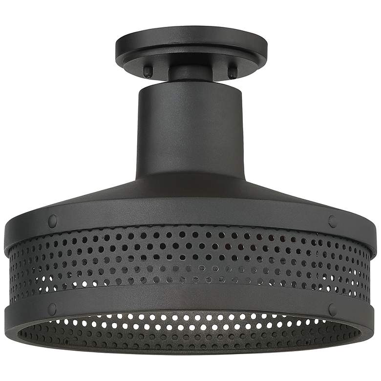 Image 1 The Great Outdoors Abalone Point 1-Light Black Outdoor Flush Mount