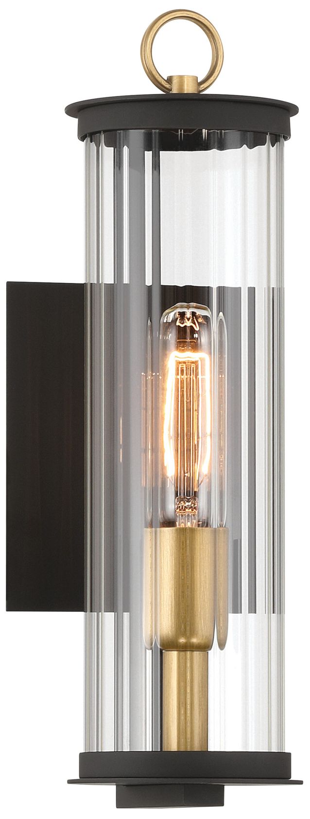 The Great Outdoors Cara 1-Light 4.75-in Matte Black and Brass Wall Sconce