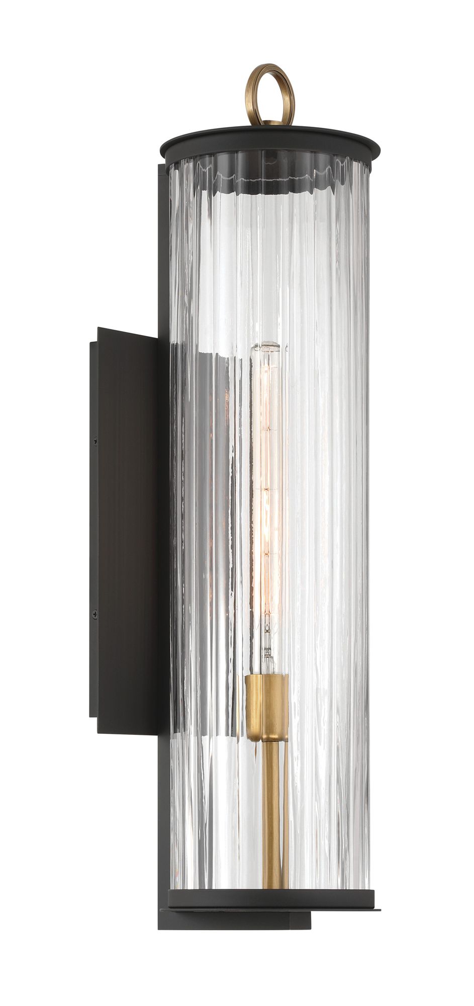 The Great Outdoors Cara 1-Light 7-in Matte Black and Brass Wall Sconce