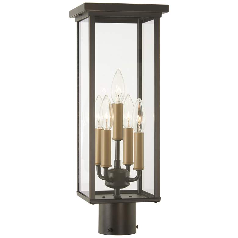 Image 1 The Great Outdoors  Casway  Oil Rubbed Bronze and Gold 5 - Light Post Mount