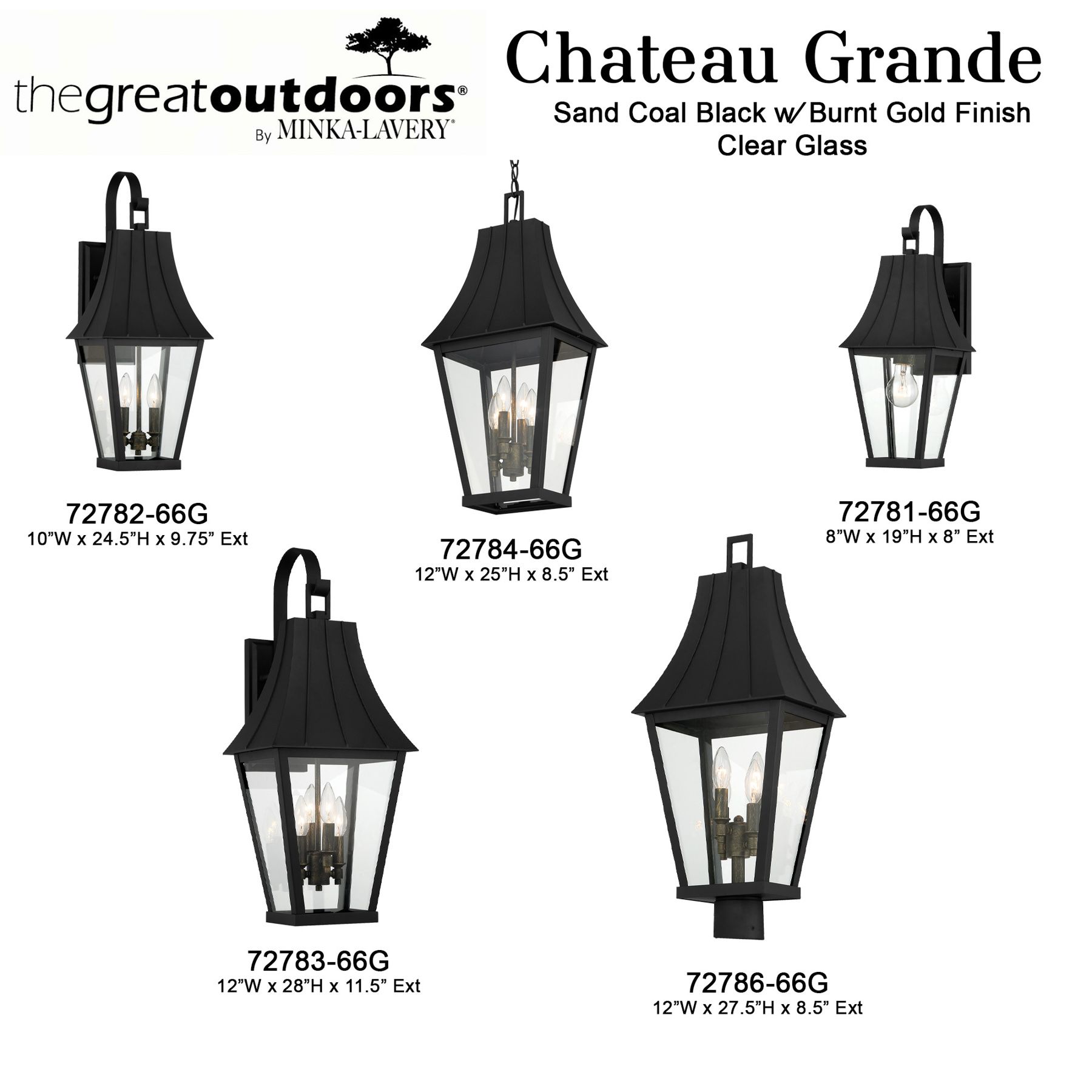 The Great Outdoors Chateau Grande 2-Light Coal Black Outdoor Wall Sconce