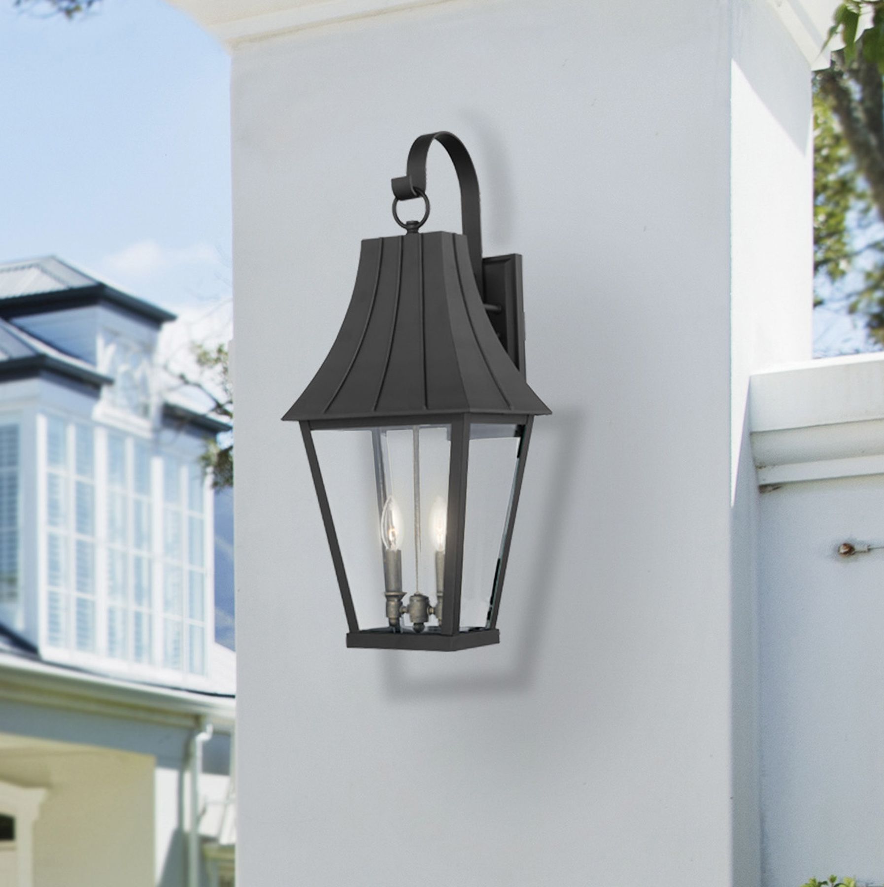 Image 4 The Great Outdoors Chateau Grande 2-Light Coal Black Outdoor Wall Sconce more views