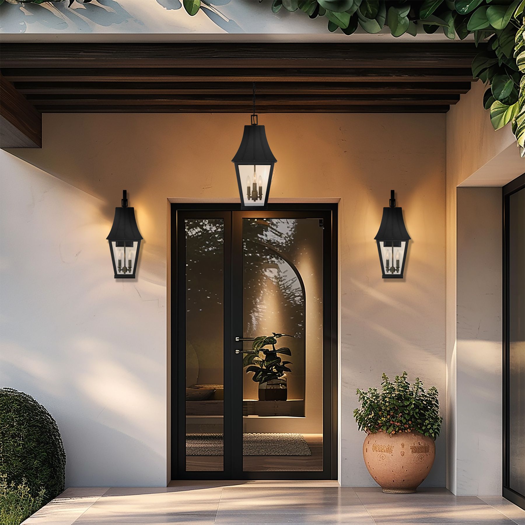 Image 4 The Great Outdoors Chateau Grande 4-Light Sand Coal Outdoor Hanging Lantern more views