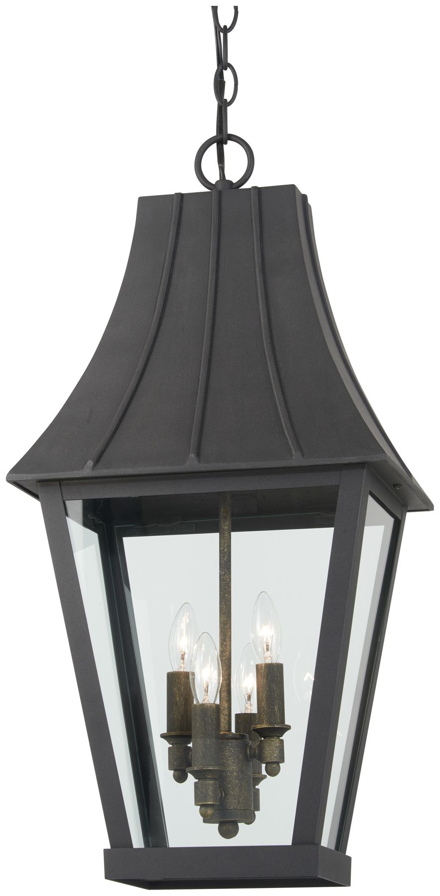 The Great Outdoors Chateau Grande 4-Light Sand Coal Outdoor Hanging Lantern