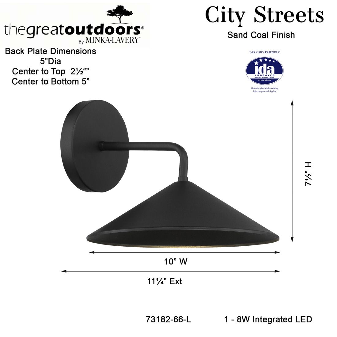 The Great Outdoors City Streets LED 1-Light Sand Coal Wall Mount