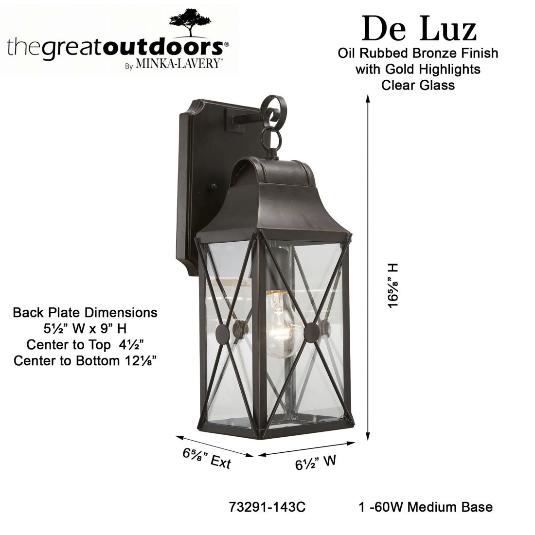 The Great Outdoors De Luz 1-Light Oil Rubbed Bronze Outdoor Wall Mount