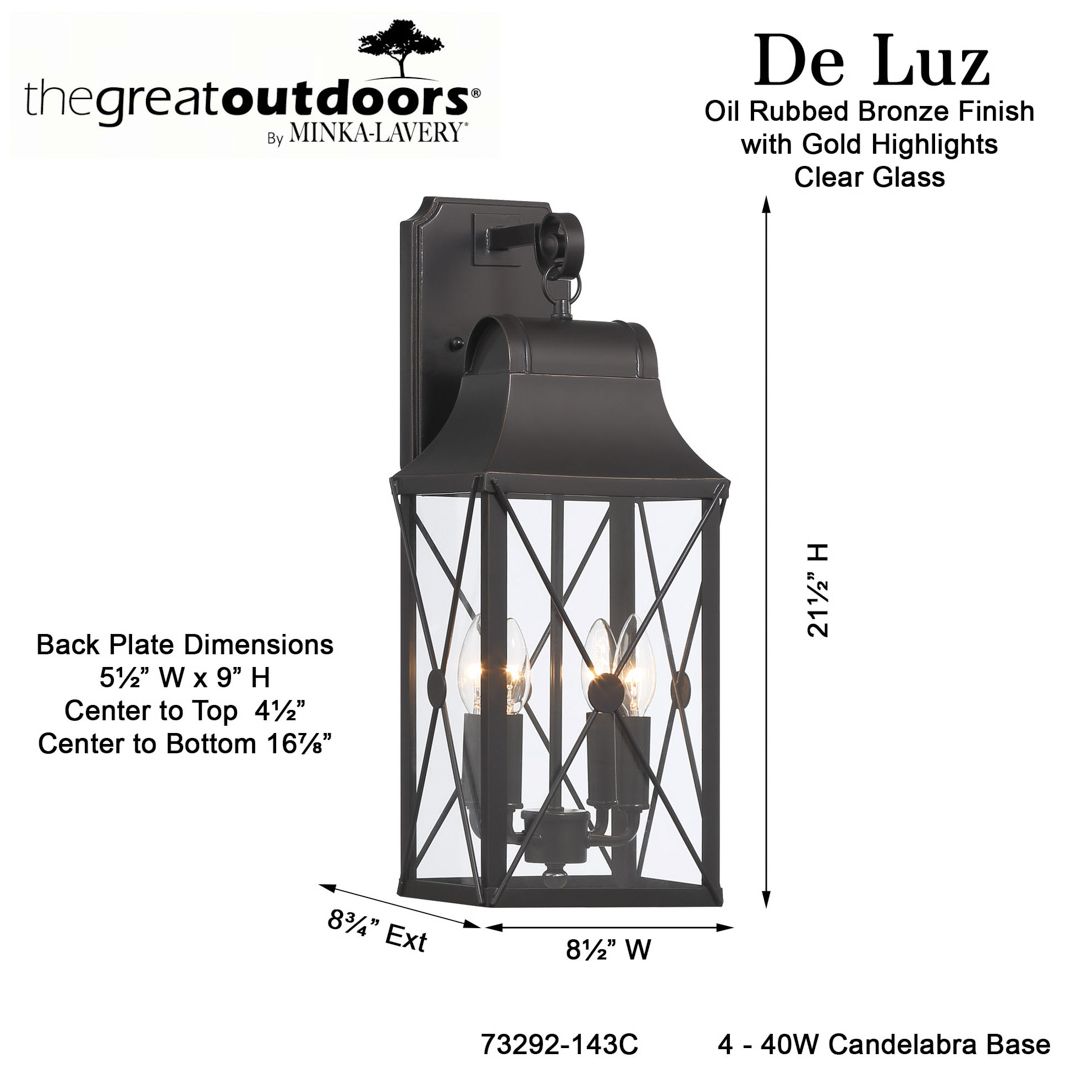 The Great Outdoors De Luz 4-Light Oil Rubbed Bronze Outdoor Wall Mount