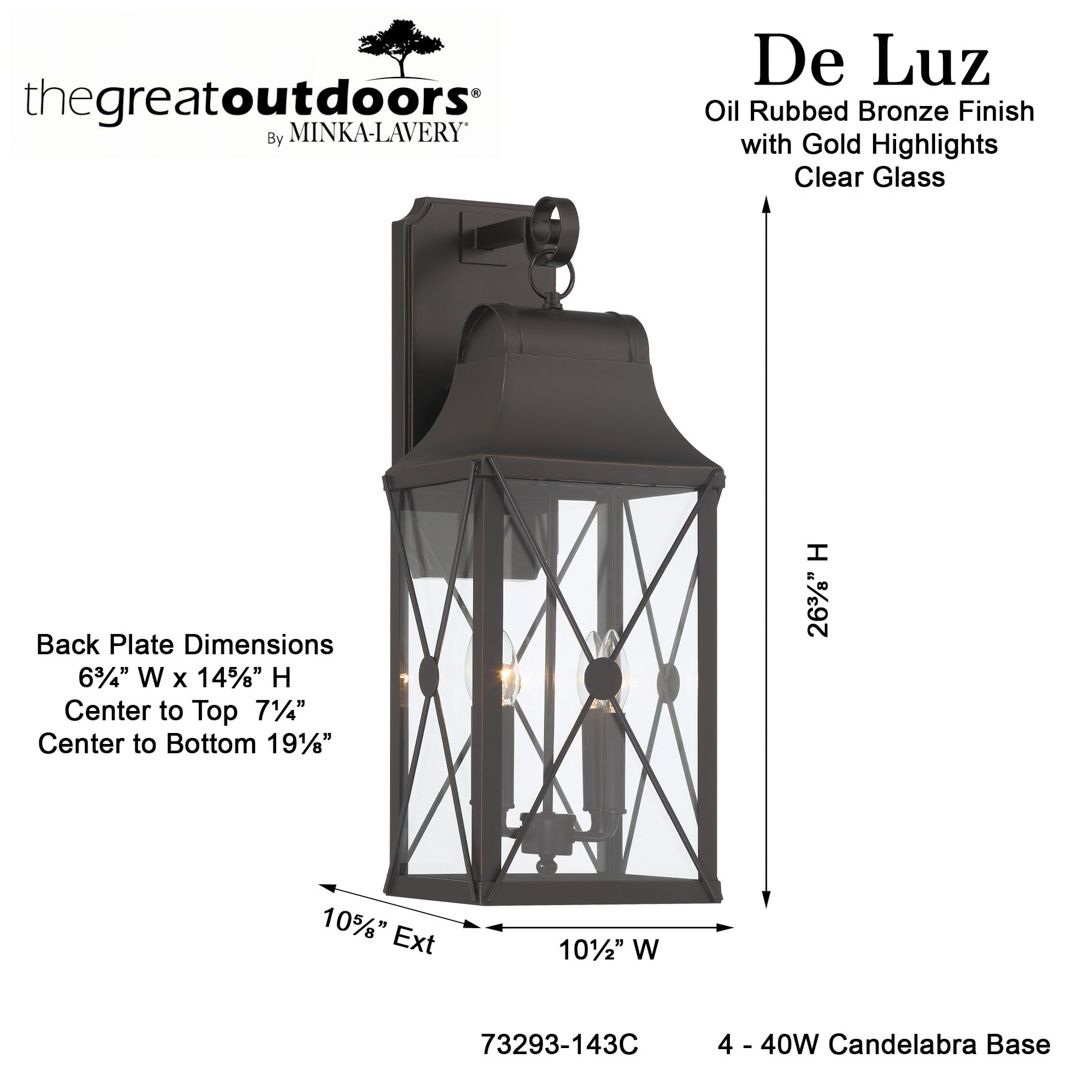 The Great Outdoors De Luz 4-Light Oil Rubbed Bronze Outdoor Wall Mount