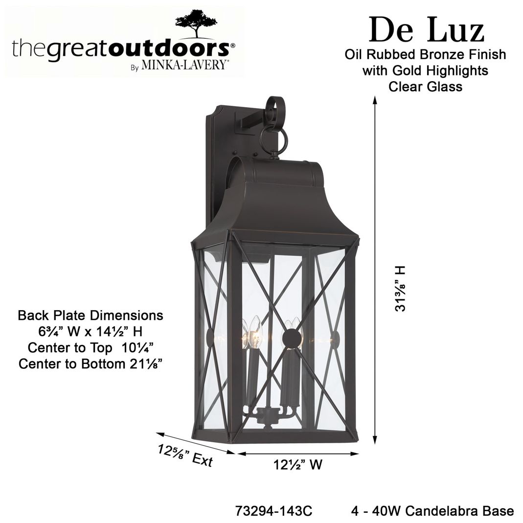 The Great Outdoors De Luz 4-Light Oil Rubbed Bronze Outdoor Wall Mount