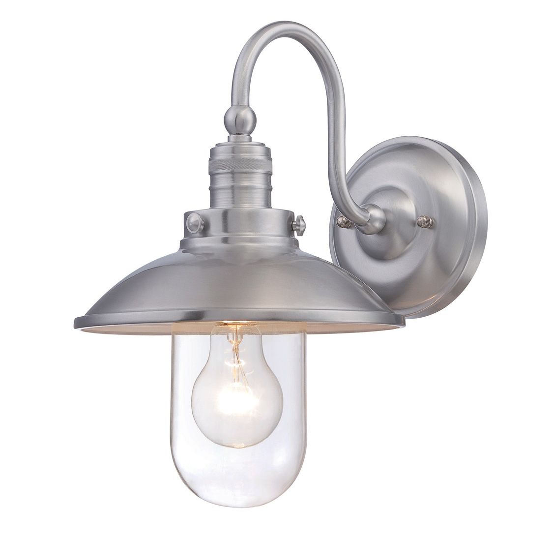 Image 7 The Great Outdoors Downtown Edison 1-Light Brushed Aluminum Wall Mount more views