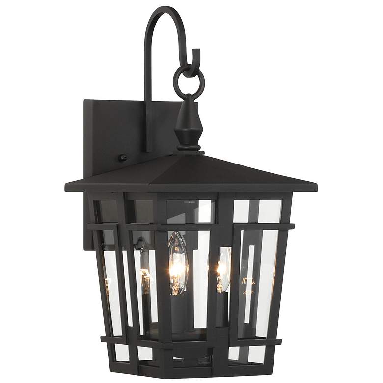 Image 2 The Great Outdoors Fieldstone 3-Light 9-in Sand Black Outdoor Wall Sconce more views