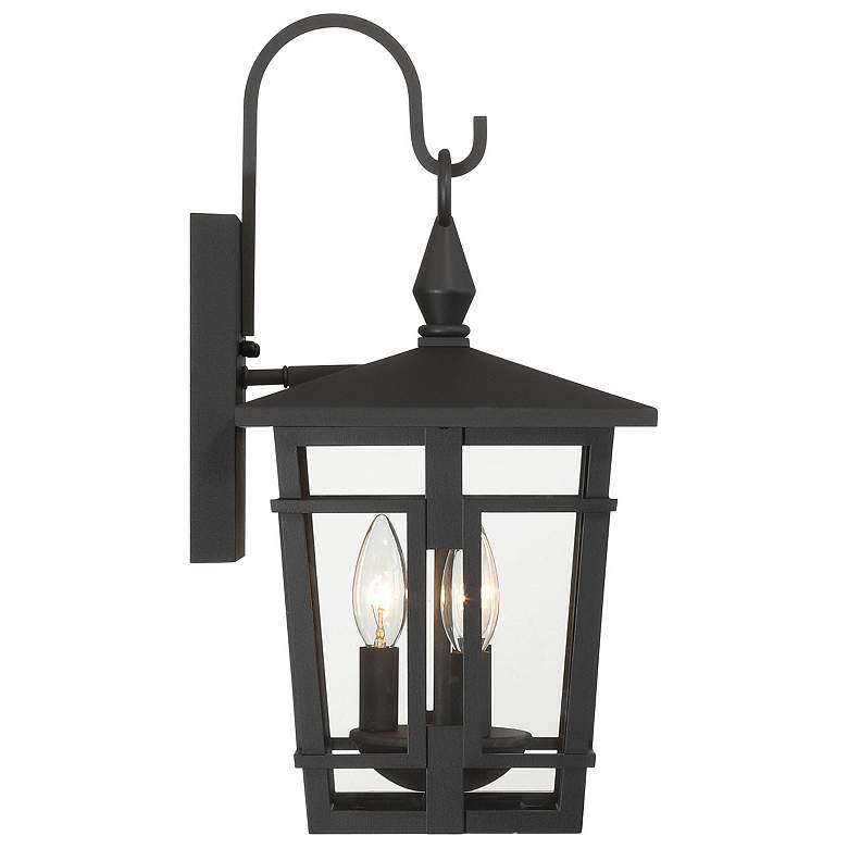 Image 3 The Great Outdoors Fieldstone 3-Light 9-in Sand Black Outdoor Wall Sconce more views