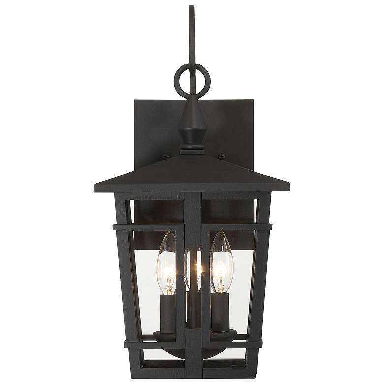 Image 4 The Great Outdoors Fieldstone 3-Light 9-in Sand Black Outdoor Wall Sconce more views