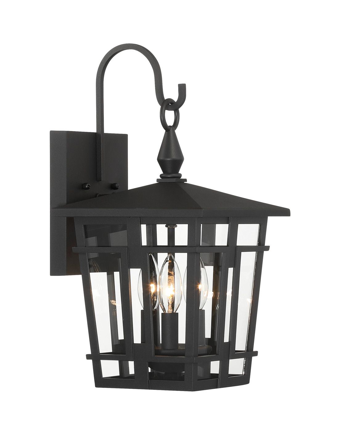 The Great Outdoors Fieldstone 3-Light 9-in Sand Black Outdoor Wall Sconce