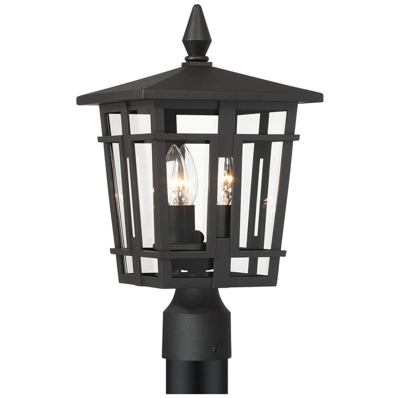 Image 1 The Great Outdoors Fieldstone 3-Light 9-in Sand Coal Black Post Mount