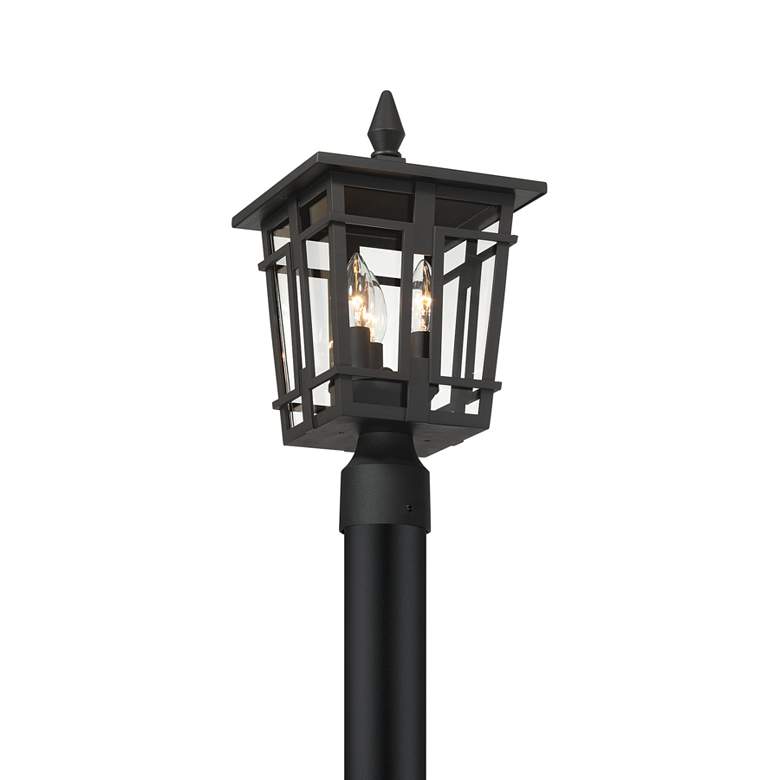 Image 3 The Great Outdoors Fieldstone 3-Light 9-in Sand Coal Black Post Mount more views