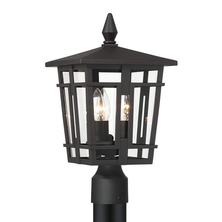Image 4 The Great Outdoors Fieldstone 3-Light 9-in Sand Coal Black Post Mount more views