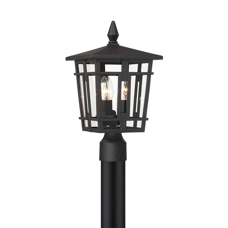 Image 5 The Great Outdoors Fieldstone 3-Light 9-in Sand Coal Black Post Mount more views