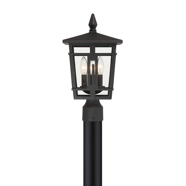 Image 6 The Great Outdoors Fieldstone 3-Light 9-in Sand Coal Black Post Mount more views