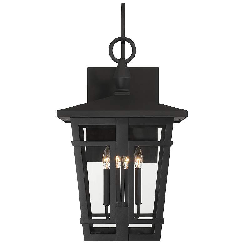 Image 4 The Great Outdoors Fieldstone 4-Light 16.25-in Black Outdoor Wall Sconce more views