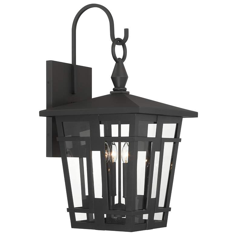 Image 5 The Great Outdoors Fieldstone 4-Light 16.25-in Black Outdoor Wall Sconce more views