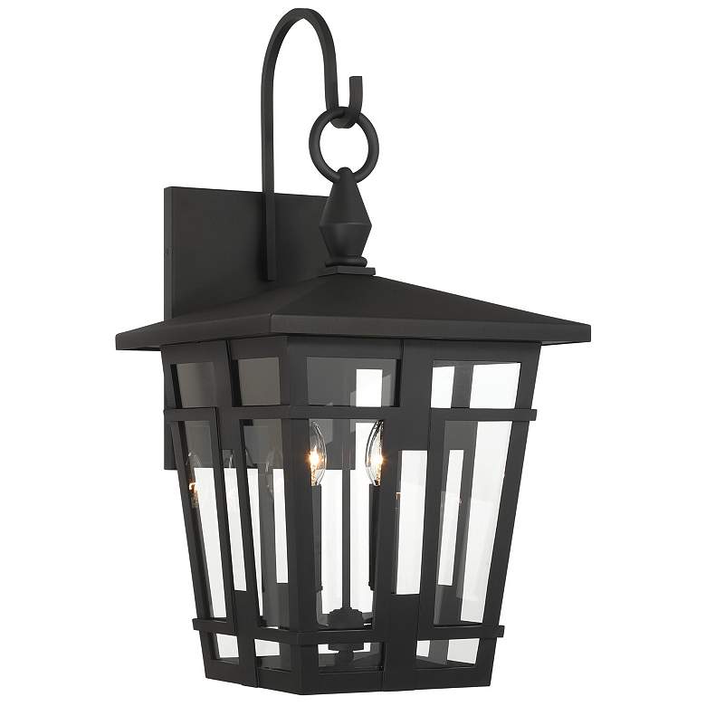 Image 6 The Great Outdoors Fieldstone 4-Light 16.25-in Black Outdoor Wall Sconce more views