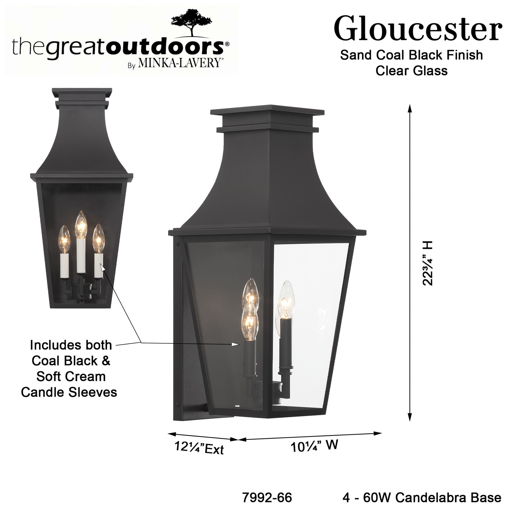 The Great Outdoors Gloucester 4-Light Sand Coal Outdoor Wall Mount