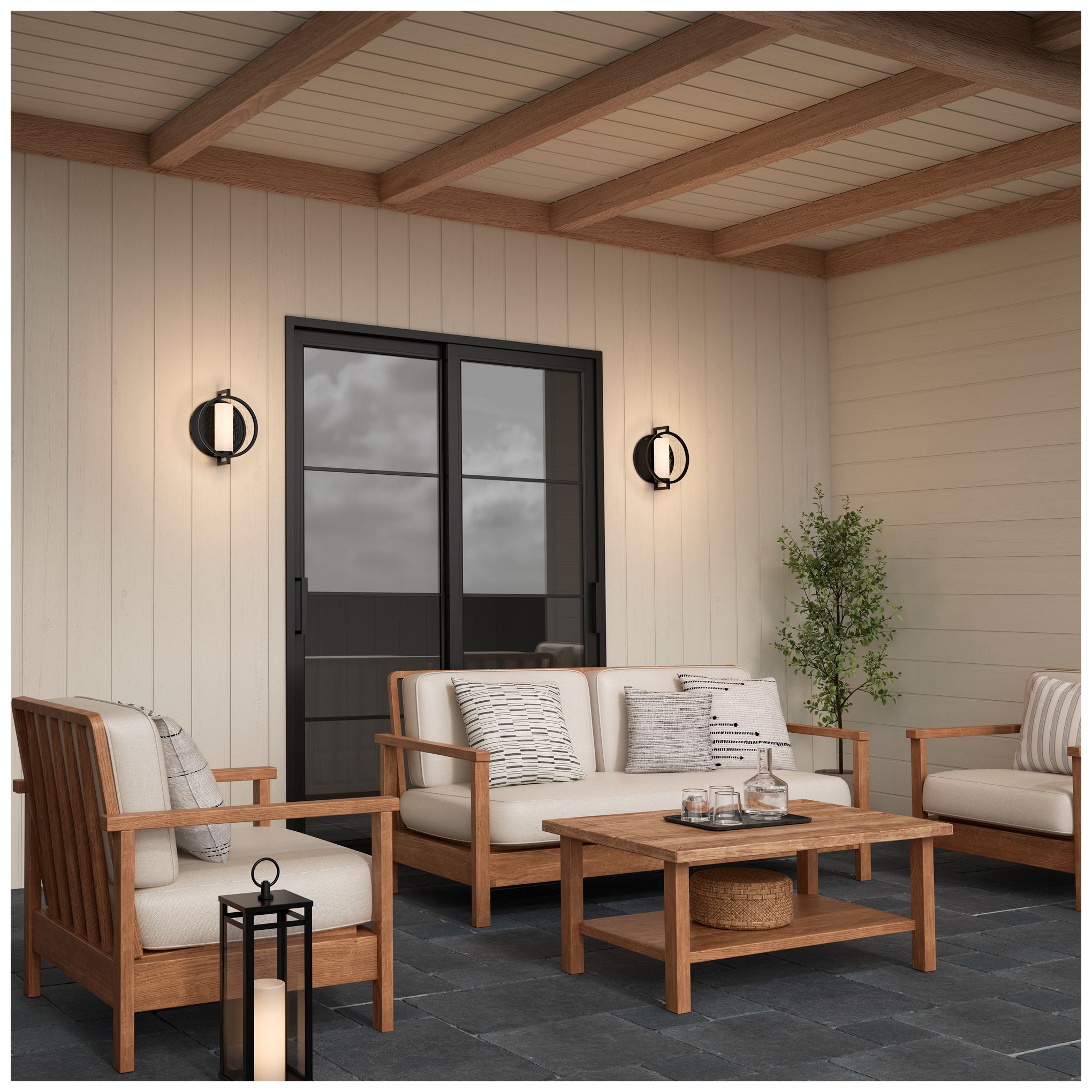 Image 4 The Great Outdoors Halin 1-Light 11.5-in Coal Black Outdoor Wall Sconce more views