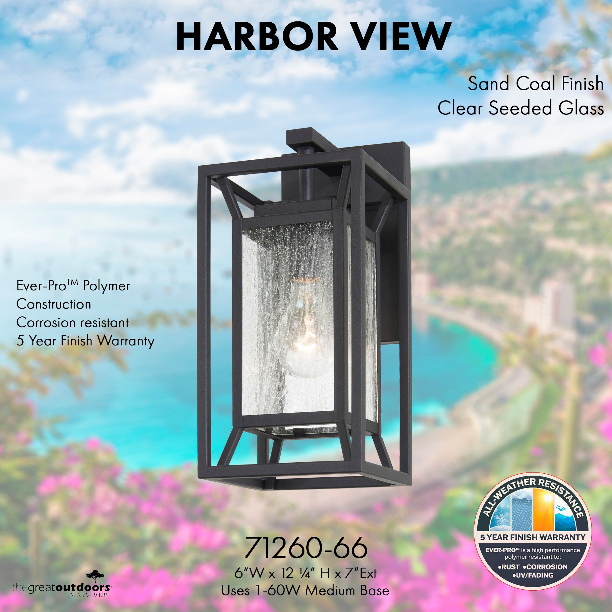 Image 6 The Great Outdoors Harbor View 1-Light Sand Coal Outdoor Wall Mount more views