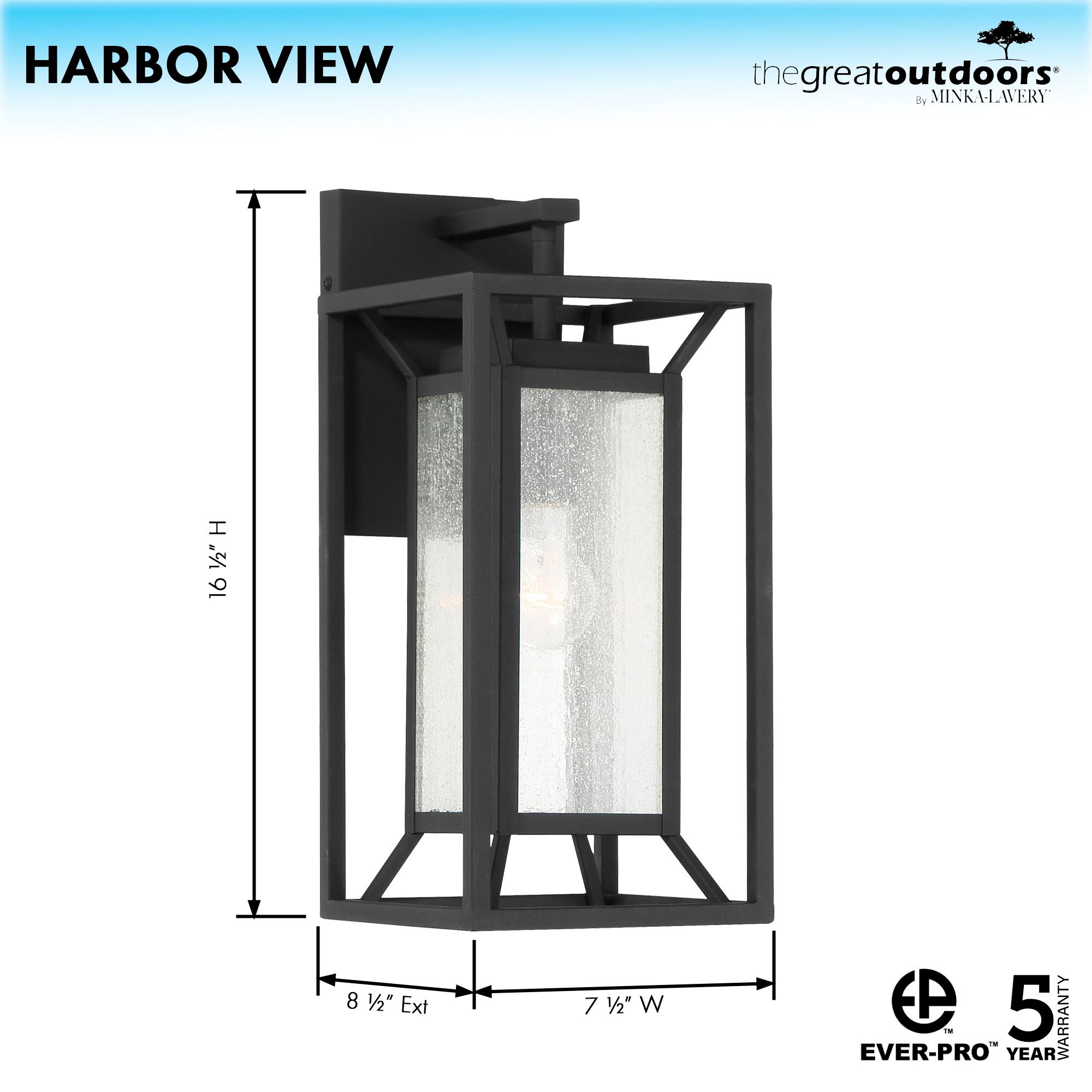 Image 6 The Great Outdoors Harbor View 1-Light Sand Coal Outdoor Wall Mount more views