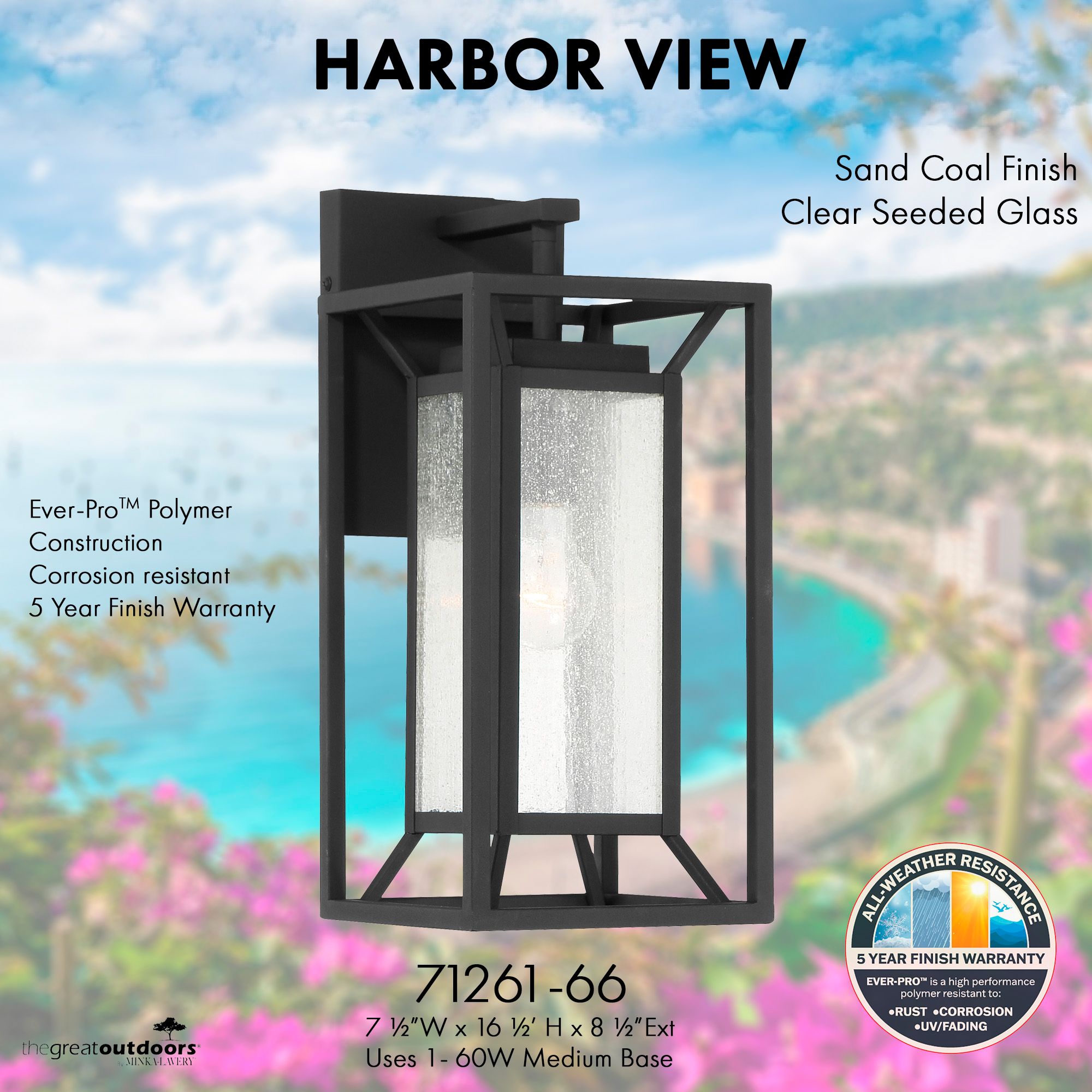 Image 7 The Great Outdoors Harbor View 1-Light Sand Coal Outdoor Wall Mount more views