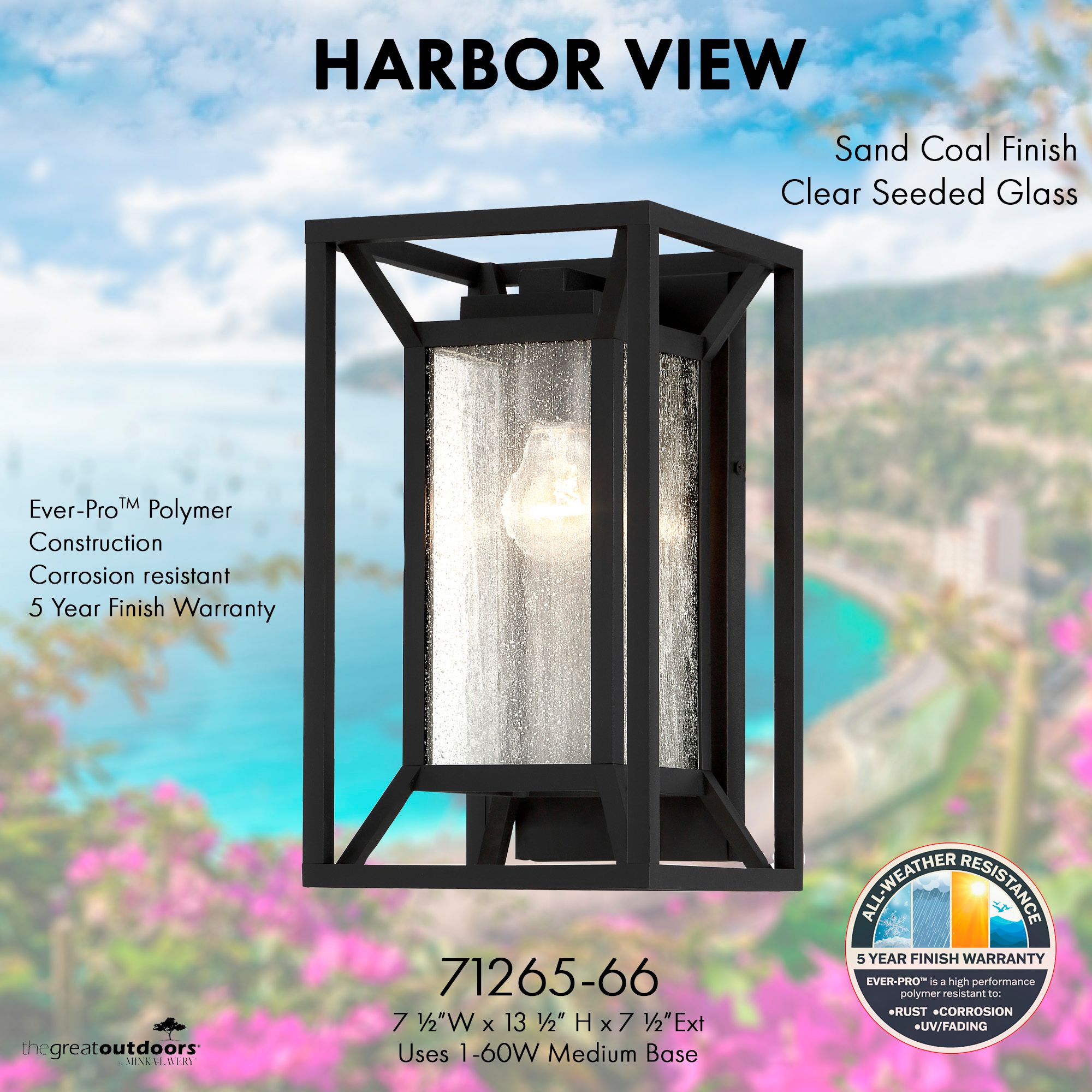 Image 6 The Great Outdoors Harbor View 1-Light Sand Coal Outdoor Wall Mount more views