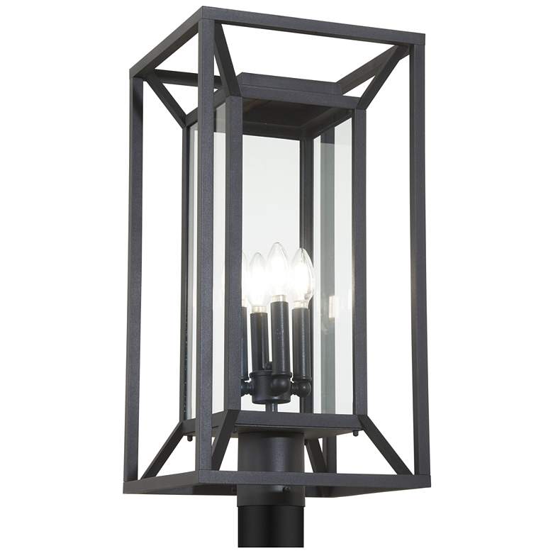 Image 2 The Great Outdoors Harbor View 4-Light 11.5-in Black Outdoor Post Lantern