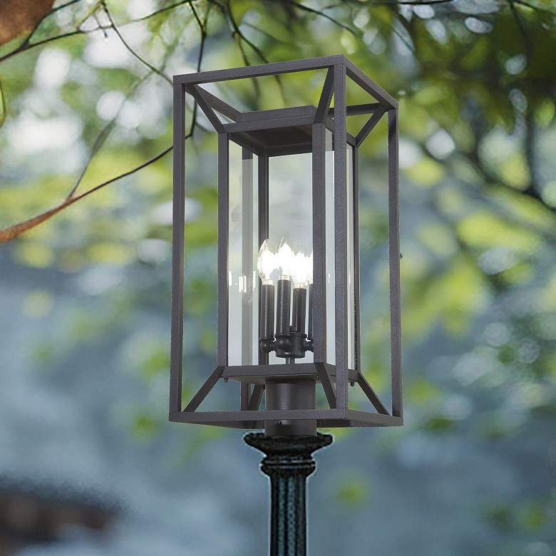 Image 1 The Great Outdoors Harbor View 4-Light 11.5-in Black Outdoor Post Lantern