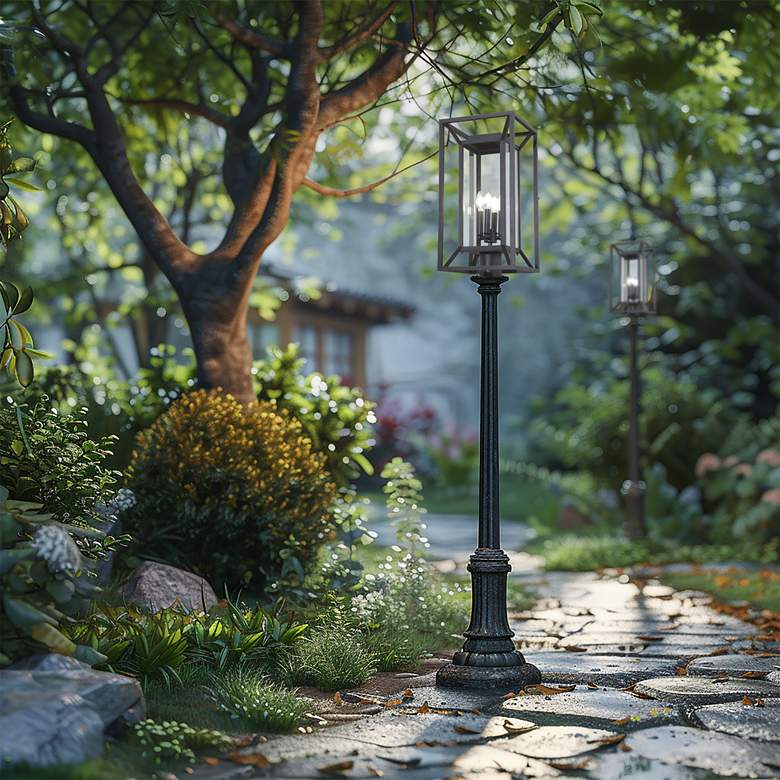 Image 5 The Great Outdoors Harbor View 4-Light 11.5-in Black Outdoor Post Lantern more views