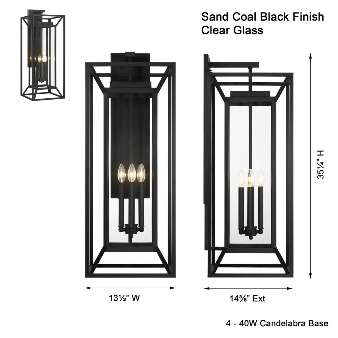 The Great Outdoors Harbor View 4-Light Sand Black Outdoor Wall Mount