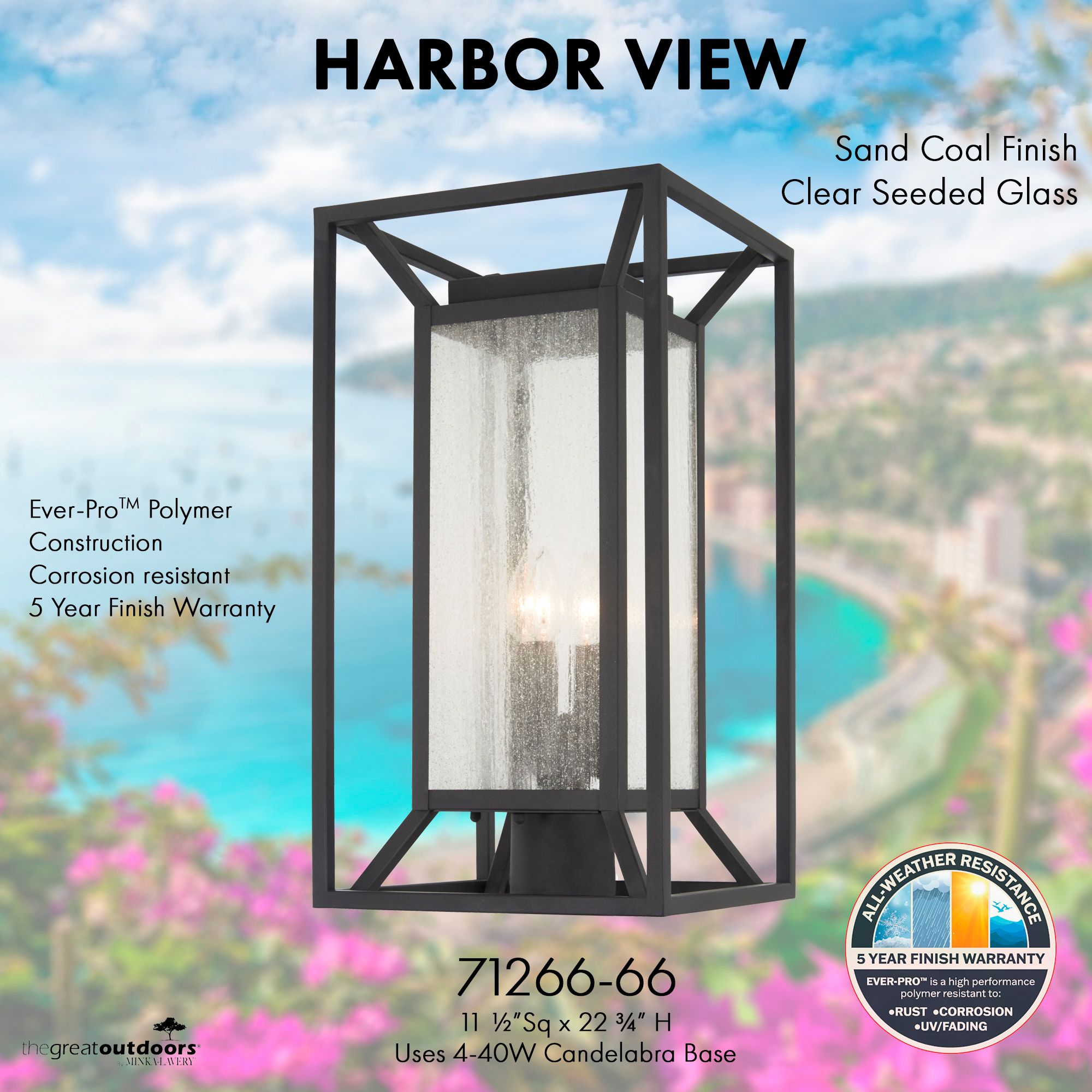 Image 6 The Great Outdoors Harbor View 4-Light Sand Coal Outdoor Post Mount more views