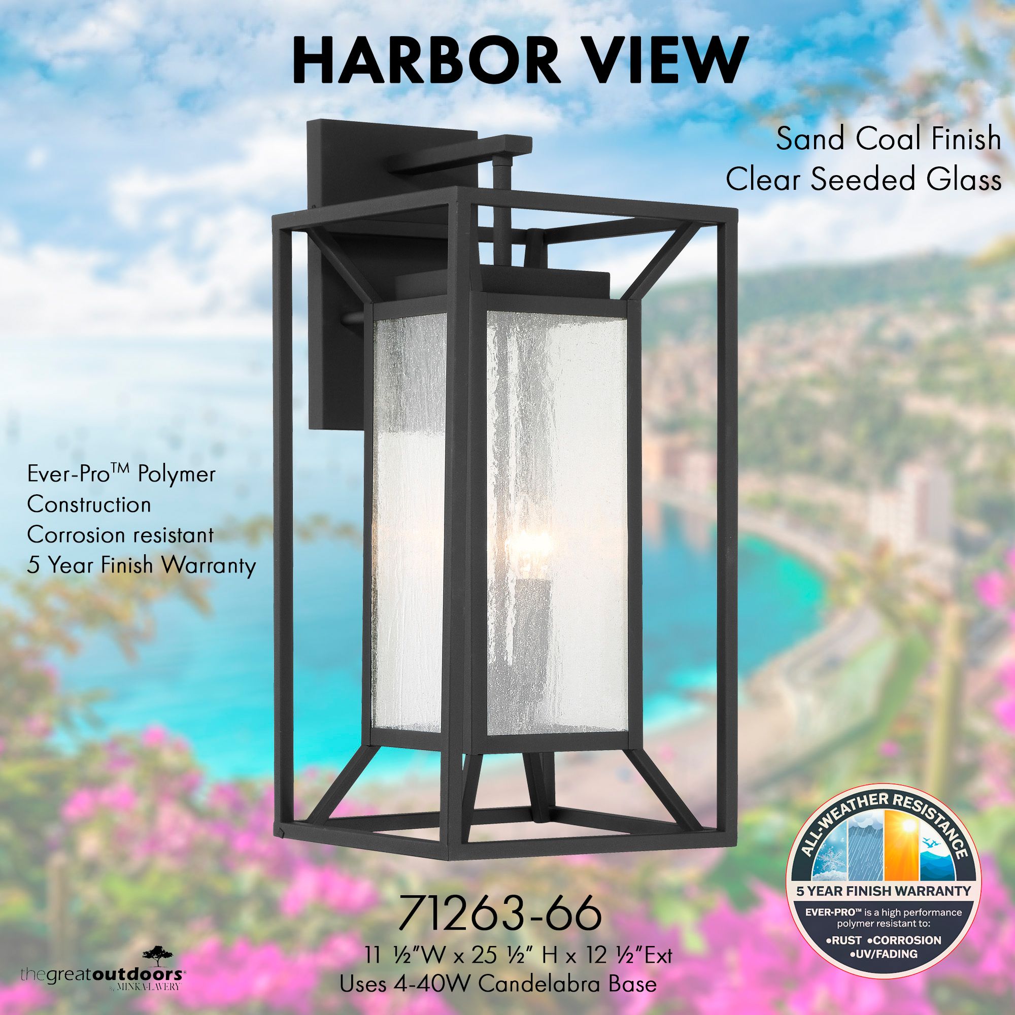 Image 6 The Great Outdoors Harbor View 4-Light Sand Coal Outdoor Wall Mount more views