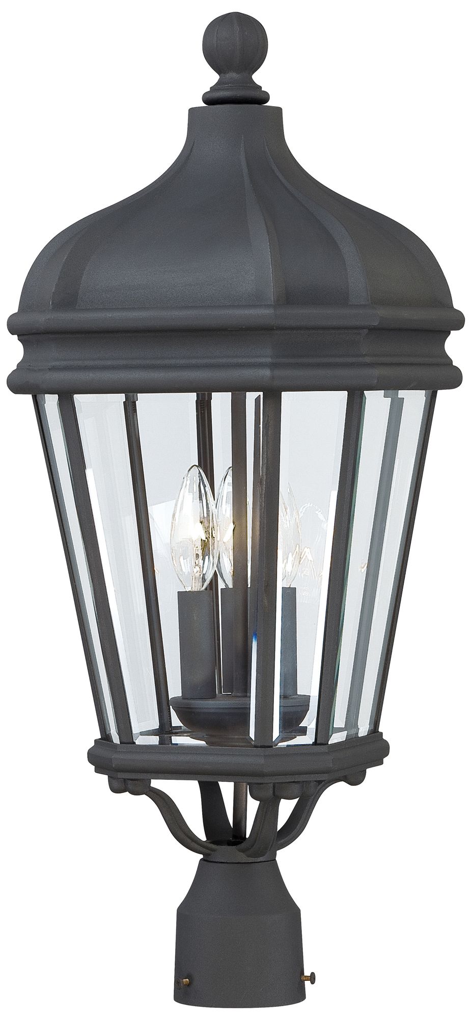 The Great Outdoors Harrison 3-Light Outdoor Sand Coal Post Mount