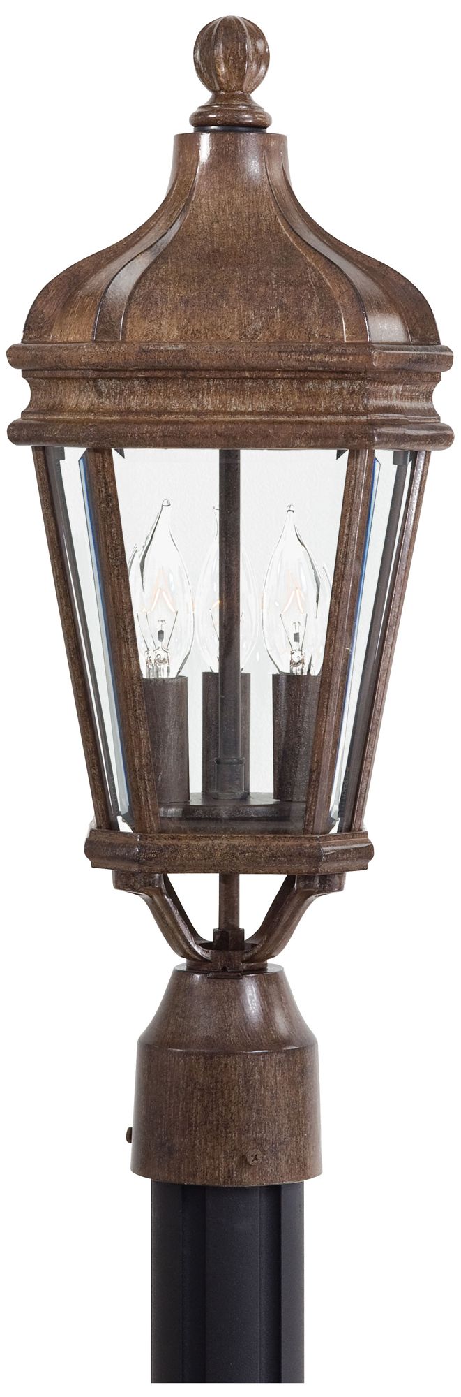 Thumbnail1 of The Great Outdoors Harrison 3-Light Vintage Rust Post Mount Lantern